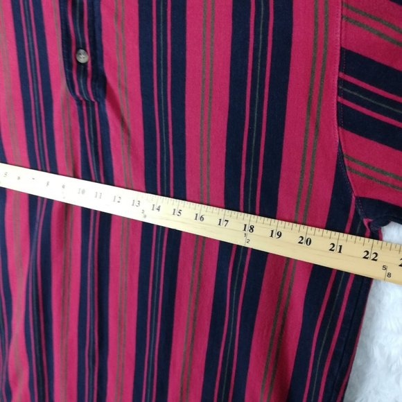 Eddie Bauer Mens Shirt‎ Henley Long Sleeve Red Blue Stripes Pullover L - Picture 11 of 13